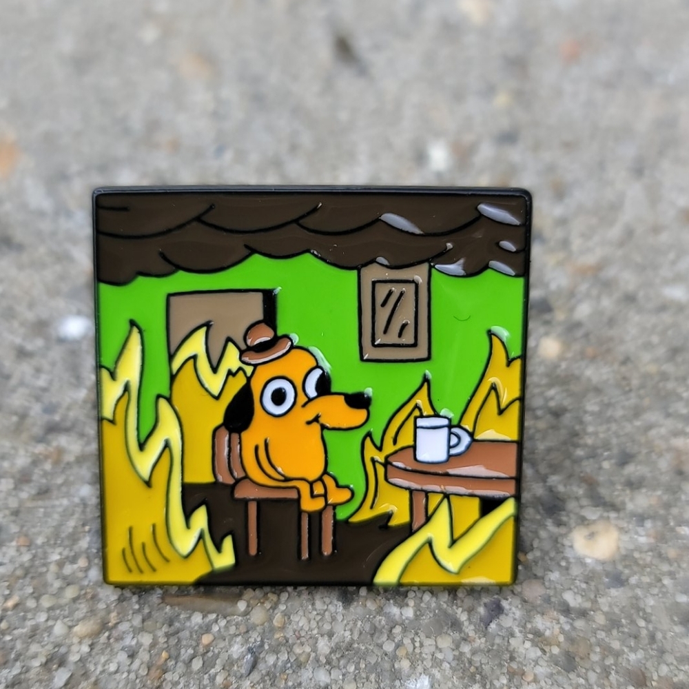 "This is Fine"  Meme Enamel Lapel Pin (set of 3) - Picture 8 of 8